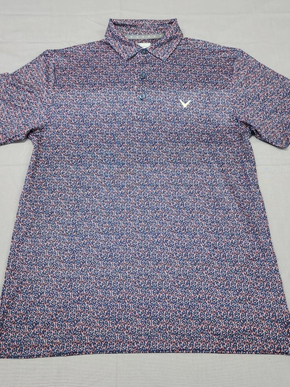 Callaway Polo Shirt Mens Small Navy Blue Abstract Opti Dri Short Sleeve Stretch